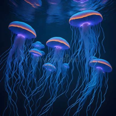 Diphyes!  Una colonia gelatinosa que brilla con una danza bioluminescente en las profundidades marinas